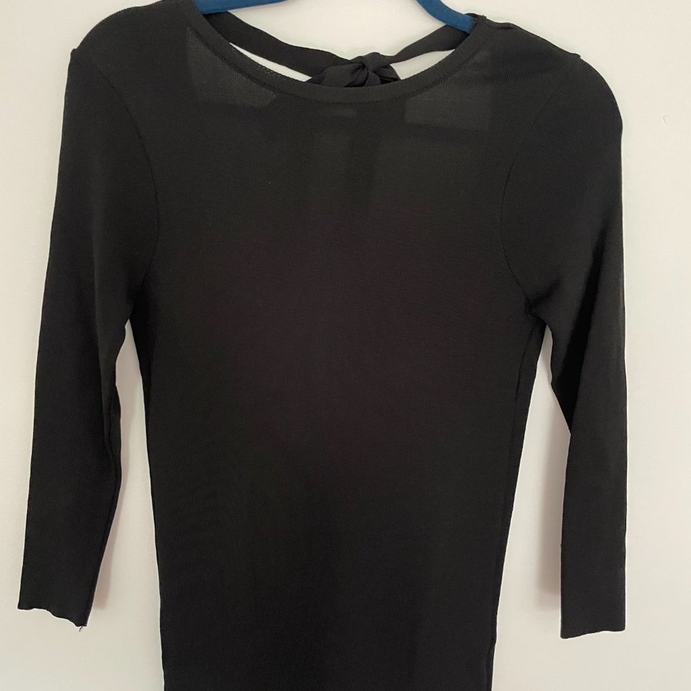 Black Midi Plunging Back Dress - Picture 3 of 6